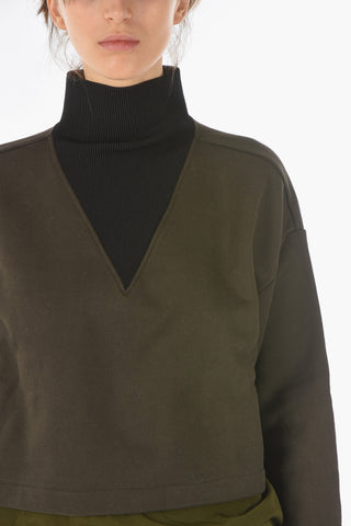EMPORIO RECYCLED Double Layered Mock Neck Sweatshirt