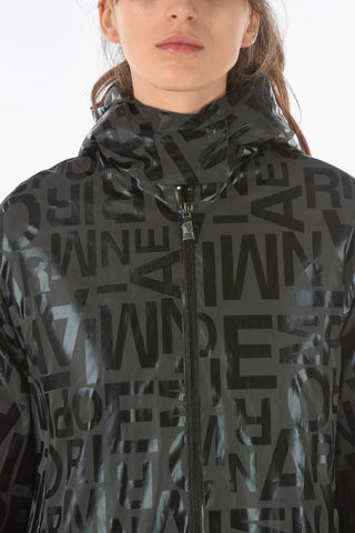 EMPORIO Lettering Pirnted Hooded Jacket with Removable Inner Ecofur Lining