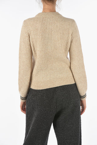 EMPORIO Wool Blend Crewneck Sweater with Contrasting Bands