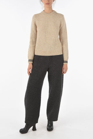 EMPORIO Wool Blend Crewneck Sweater with Contrasting Bands