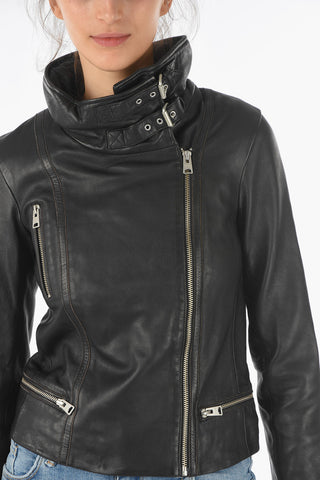 Giubbotto Biker BALES in Pelle con Dettaglio Fibbia