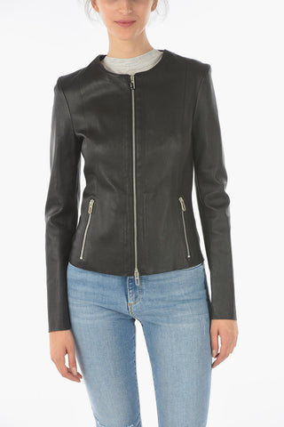Leather Jacket with Zip Closure