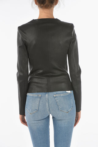 Leather Jacket with Zip Closure