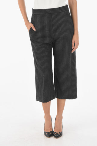 Pinstriped Slouchy Pants with SIde Zip Fastening
