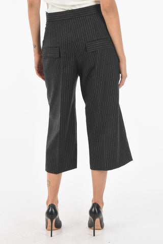 Pinstriped Slouchy Pants with SIde Zip Fastening