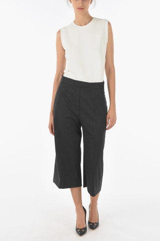 Pinstriped Slouchy Pants with SIde Zip Fastening