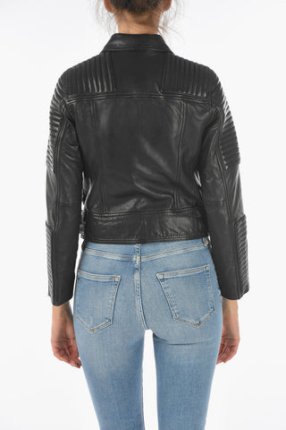 Giubbotto Biker ESTELLA in Pelle con Doppia Fibbia Laterale