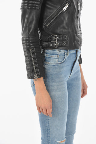 Giubbotto Biker ESTELLA in Pelle con Doppia Fibbia Laterale