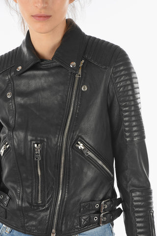 Giubbotto Biker ESTELLA in Pelle con Doppia Fibbia Laterale
