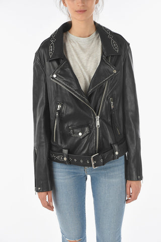 Giubbotto Biker LUNA in Pelle con Borchie Decorative
