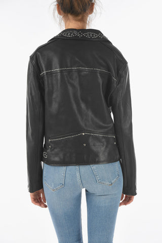 Giubbotto Biker LUNA in Pelle con Borchie Decorative