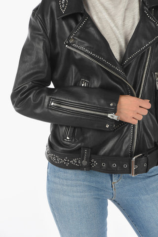 Giubbotto Biker LUNA in Pelle con Borchie Decorative