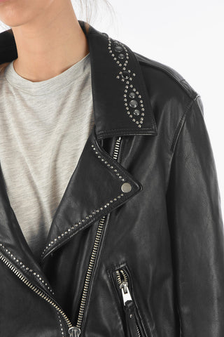 Giubbotto Biker LUNA in Pelle con Borchie Decorative