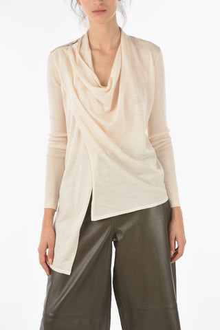 Zipped Shoulder DRINA Merino Wool Cardigan