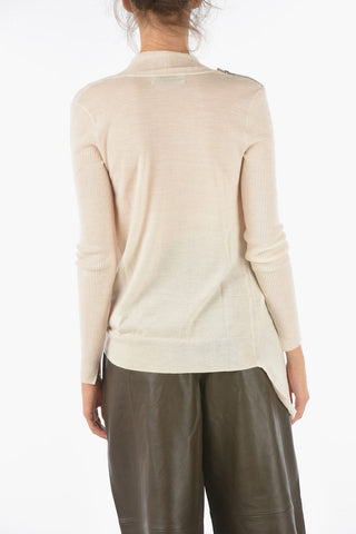 Zipped Shoulder DRINA Merino Wool Cardigan