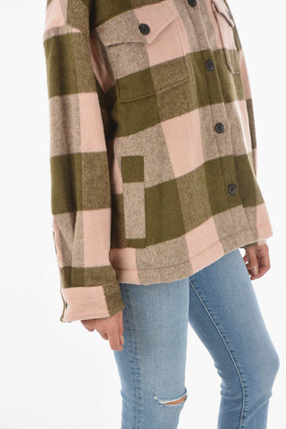 Shearling LUELLA Over Shirt with Check Pattern