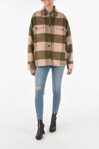 Shearling LUELLA Over Shirt with Check Pattern
