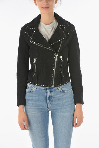 Chiodo in Suede DALBY WESTERN con Bordi Borchiati