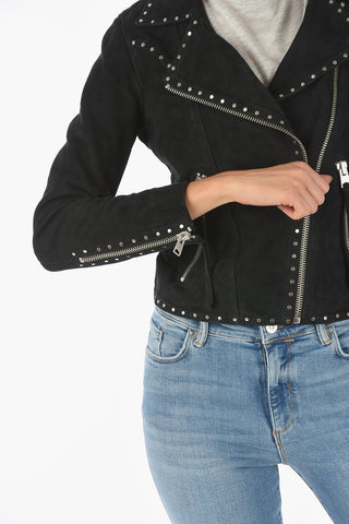 Chiodo in Suede DALBY WESTERN con Bordi Borchiati