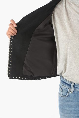 Chiodo in Suede DALBY WESTERN con Bordi Borchiati