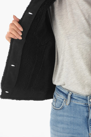 Suede Leather KINGSLY Shearling Jacket with Double Breast Pocket