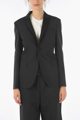 Virgin Wool Blend S/B FIT TUX JACKET Blazer with Satin Details