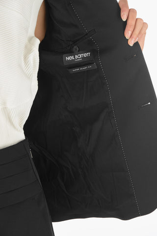 Virgin Wool Blend S/B FIT TUX JACKET Blazer with Satin Details