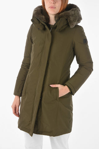 Real Fur Hooded Solid Color BOW BRIDGE Down Jacket