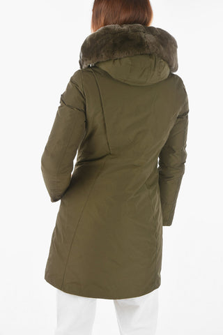 Real Fur Hooded Solid Color BOW BRIDGE Down Jacket