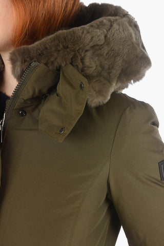 Real Fur Hooded Solid Color BOW BRIDGE Down Jacket