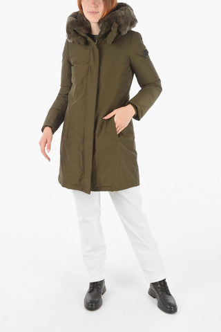 Real Fur Hooded Solid Color BOW BRIDGE Down Jacket