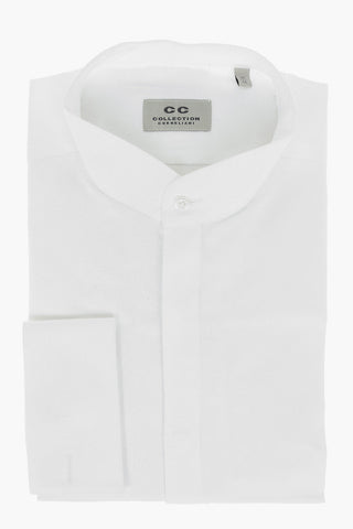 CC COLLECTION Mandarin Collar Shirt with Double Cuffs