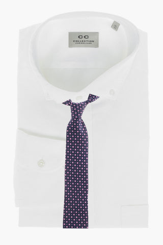 CC COLLECTION Hopsack Cotton Shirt with Button-down Collar and Breast Pocket
