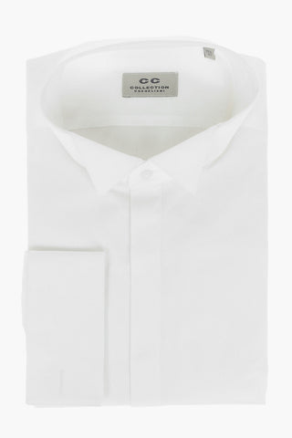 CC COLLECTION Wing-tip Collar Shirt with Hidden Button Fastening