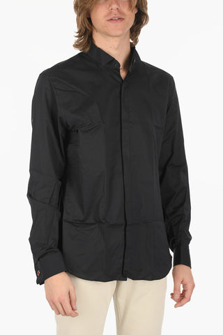 CC COLLECTION Wing-tip Collar Shirt with Hidden Button Fastening
