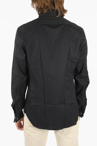 CC COLLECTION Wing-tip Collar Shirt with Hidden Button Fastening