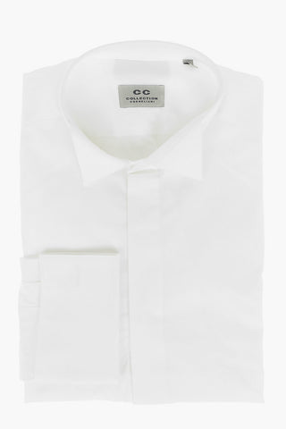 CC COLLECTION Twill Cotton Shirt with Wing-tip Collar