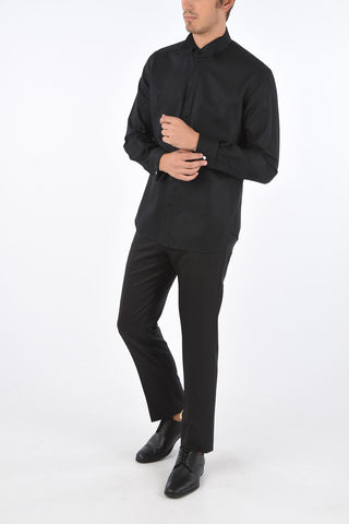 CC COLLECTION Twill Cotton Shirt with Wing-tip Collar