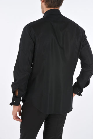 CC COLLECTION Twill Cotton Shirt with Wing-tip Collar