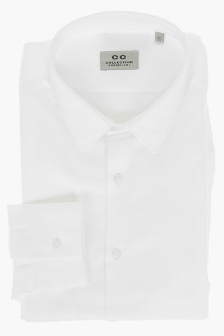 CC COLLECTION Herringbone Cotton Shirt with Classic Collar