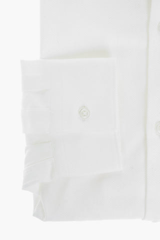 CC COLLECTION Herringbone Cotton Shirt with Classic Collar