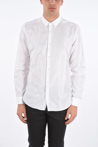 CC COLLECTION Herringbone Cotton Shirt with Classic Collar