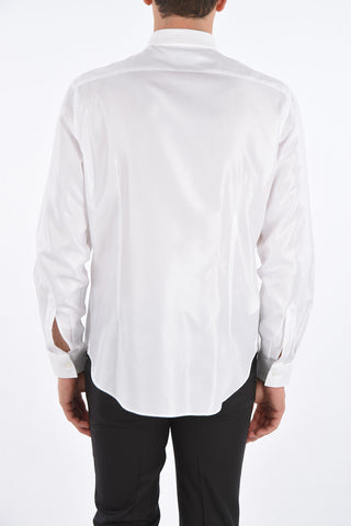 CC COLLECTION Herringbone Cotton Shirt with Classic Collar