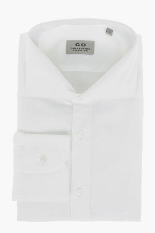 CC COLLECTION Flax Blend Shirt with Spread Collar