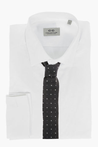 CC COLLECTION Spread Collar Shirt with Double Cuffs