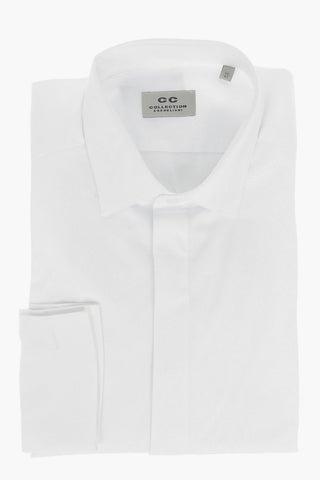 CC COLLECTION Spread Collar Shirt with Double Cuffs