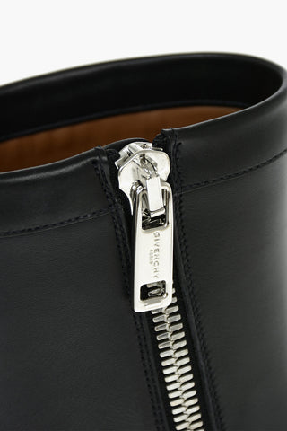 Leather Combat Boots with Side Zip