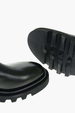 Leather Combat Boots with Side Zip