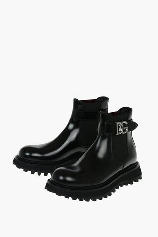 Leather BERNININ Chelsea Booties with Logoed Ankle Belt