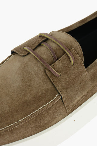 Suede SIGARO Boat Loafers with Two-tone Laces